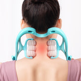 6-Roller Ergonomic Cervical & Body Massager – Deep Tissue Neck & Shoulder Therapy with Natural Jade Scraping Tool
