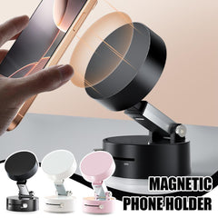 Foldable Magnetic Vacuum Car Phone Holder – 360° Suction Cup Mount for Dashboard, Mirrors & Hands-Free Navigation