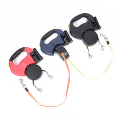 Dual Dog Retractable Leash for Two Dogs – 360° Tangle-Free with Lights & Storage